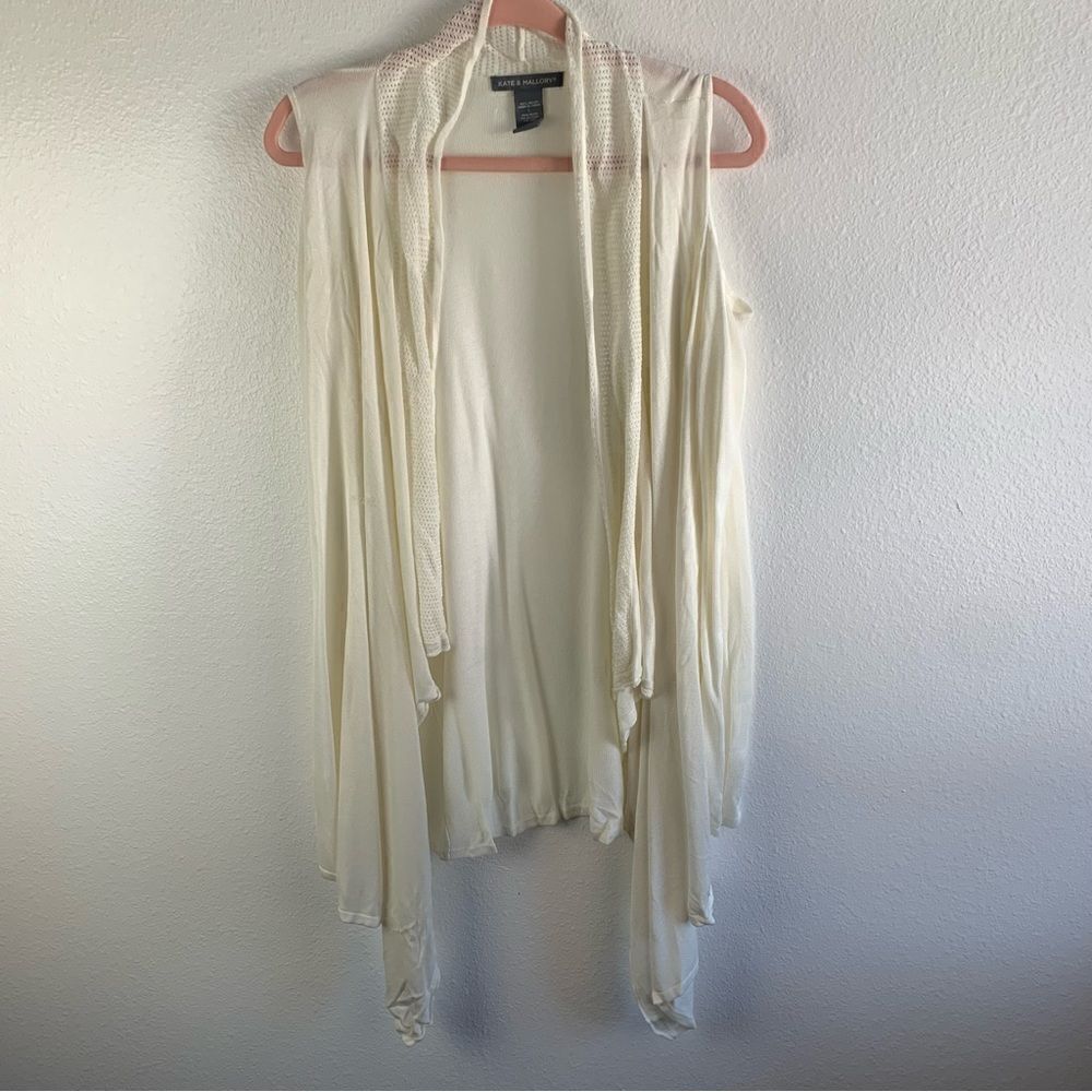 Kate &‎ Mallory Ivory Cold Shoulder Open Front Cardigan